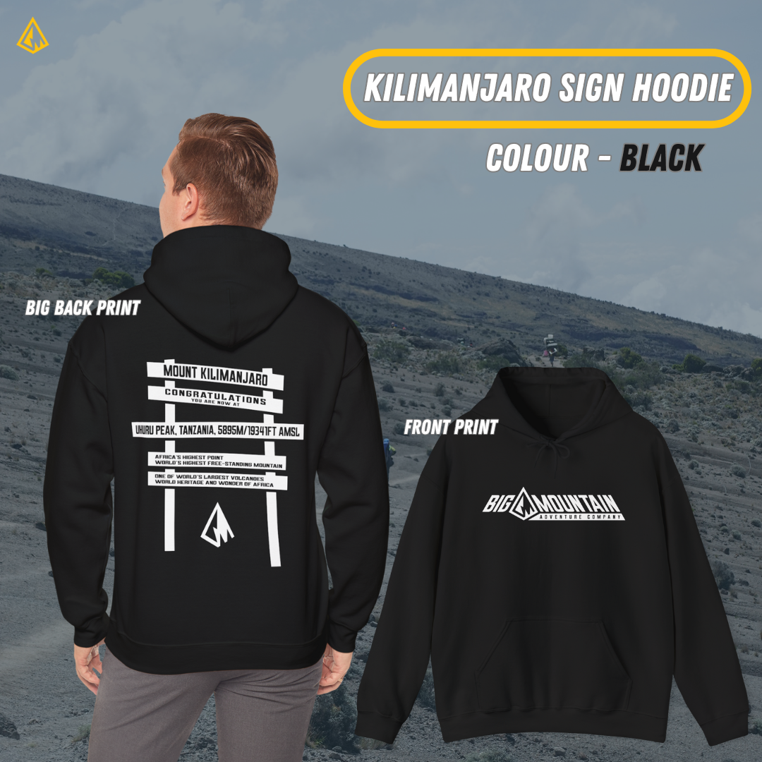 Kilimanjaro Uhuru Sign Unisex Hoodie (White Print)