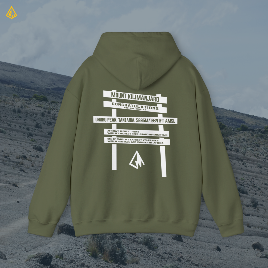 Kilimanjaro Uhuru Sign Unisex Hoodie (White Print)